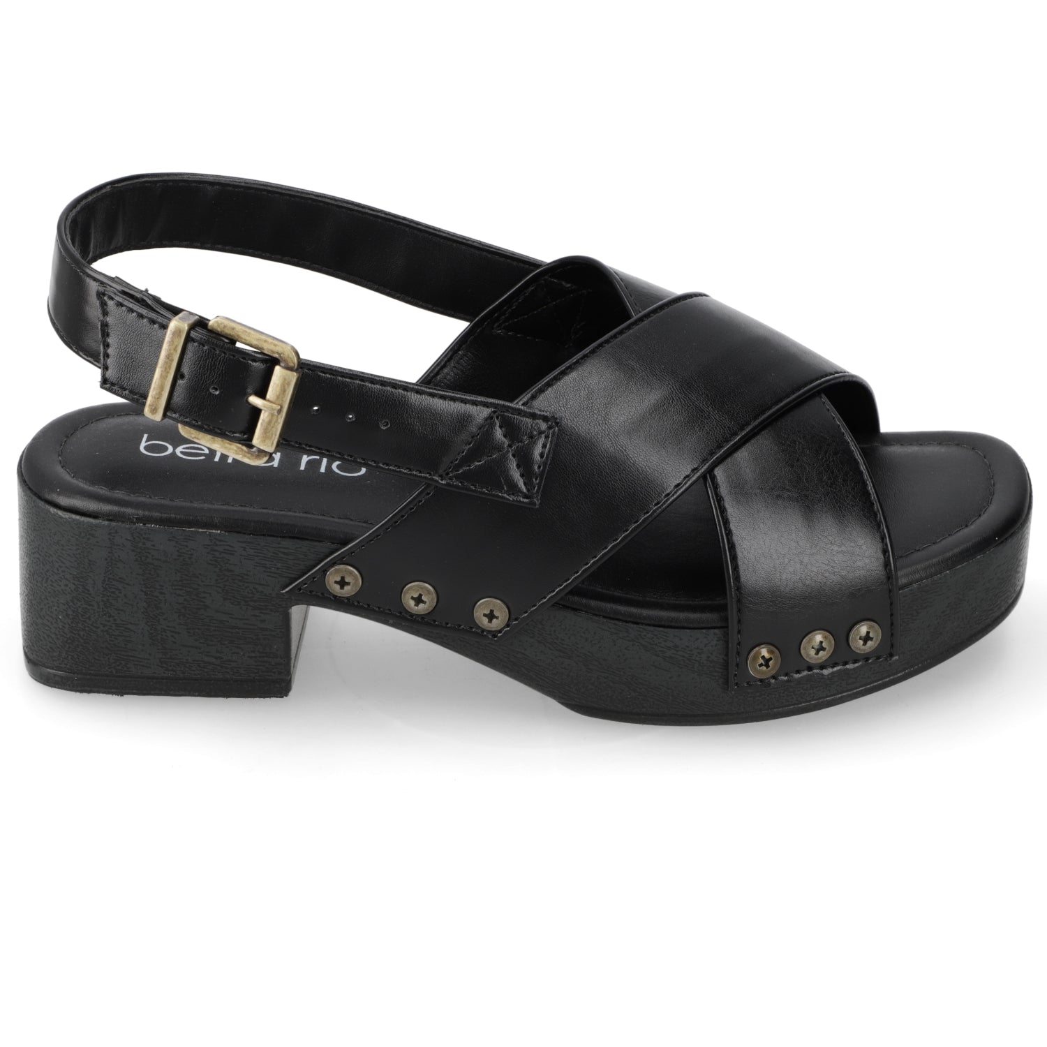 Sandalia Taco Ancho Bajo Negro Beira Rio