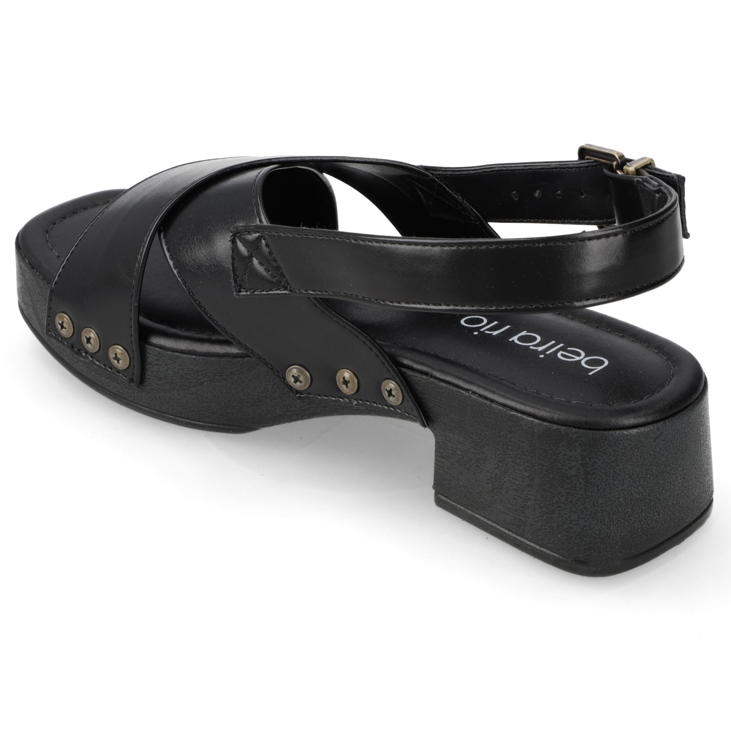 Sandalia Taco Ancho Bajo Negro Beira Rio