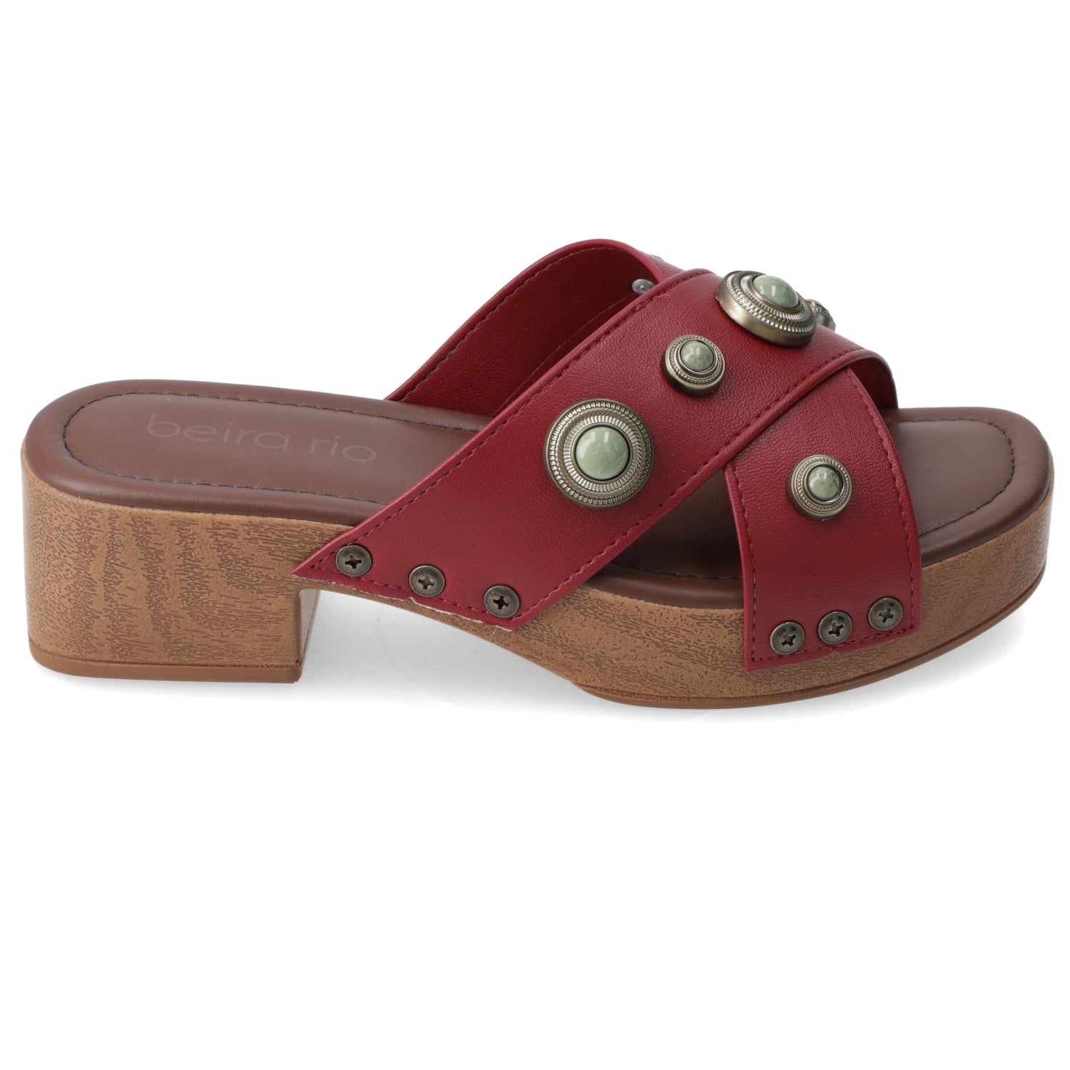 Sandalia Taco Ancho Bajo Cereza Beira Rio