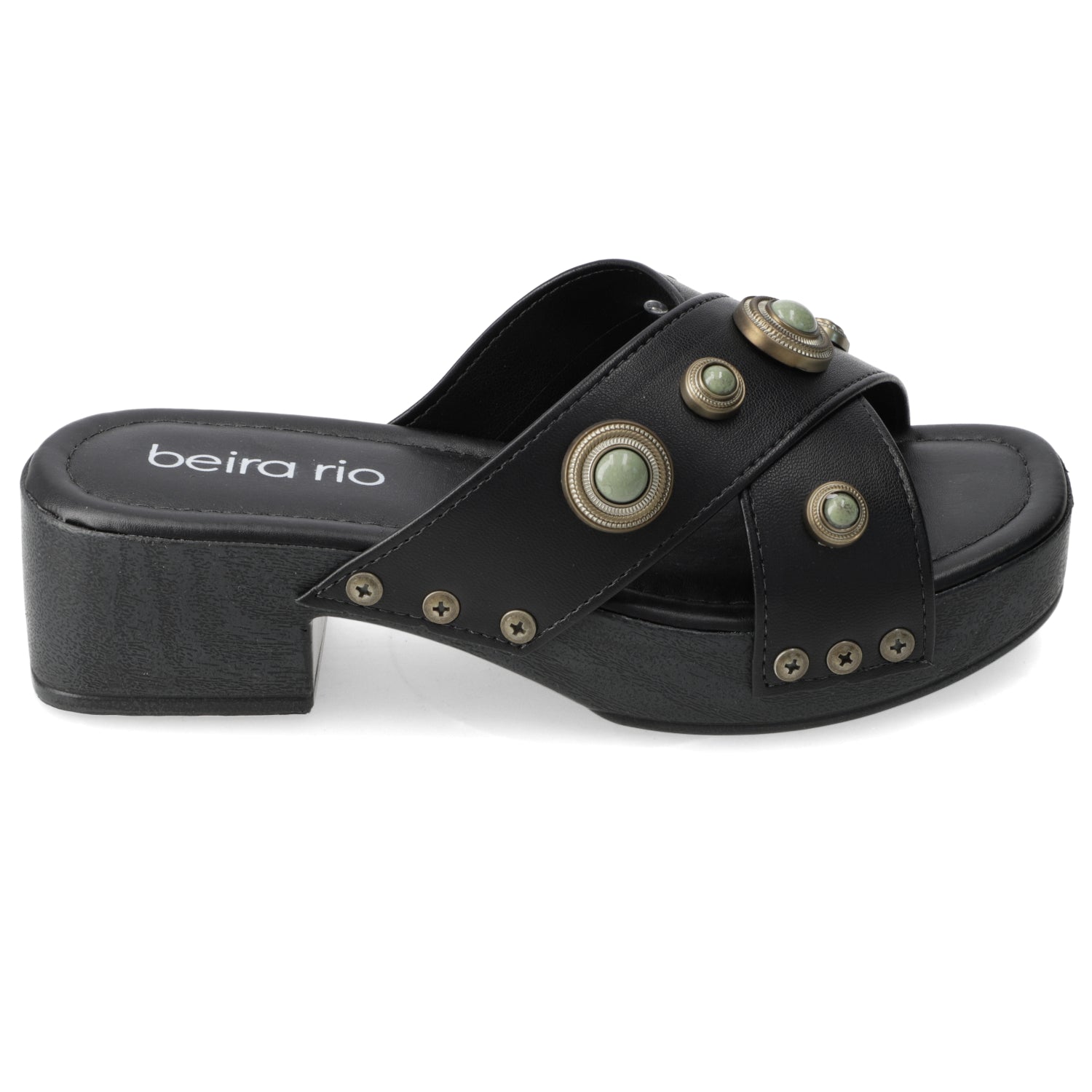 Sandalia Taco Ancho Bajo Negro Beira Rio