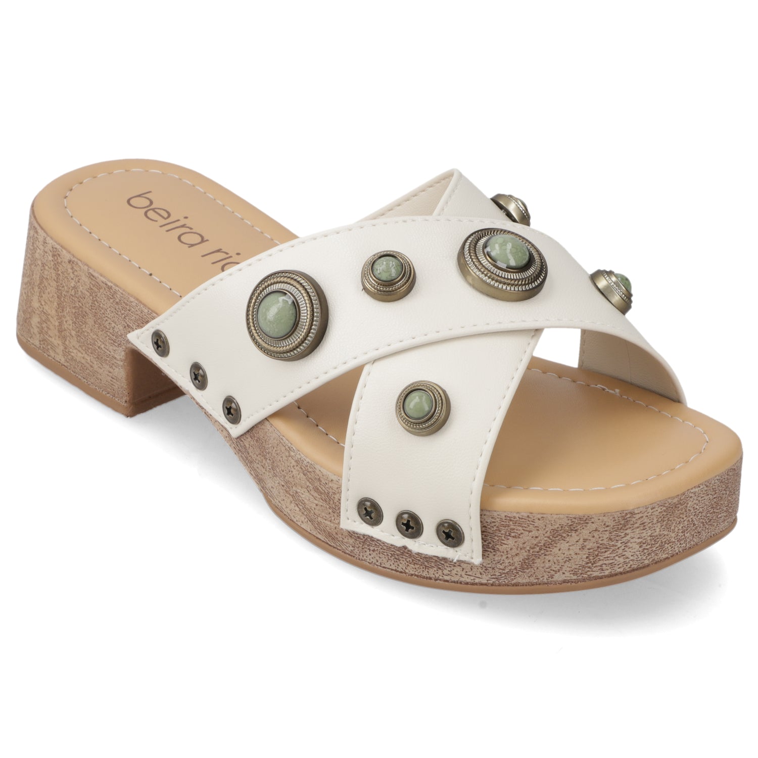 Sandalia Taco Ancho Bajo Blanco OFF Beira Rio