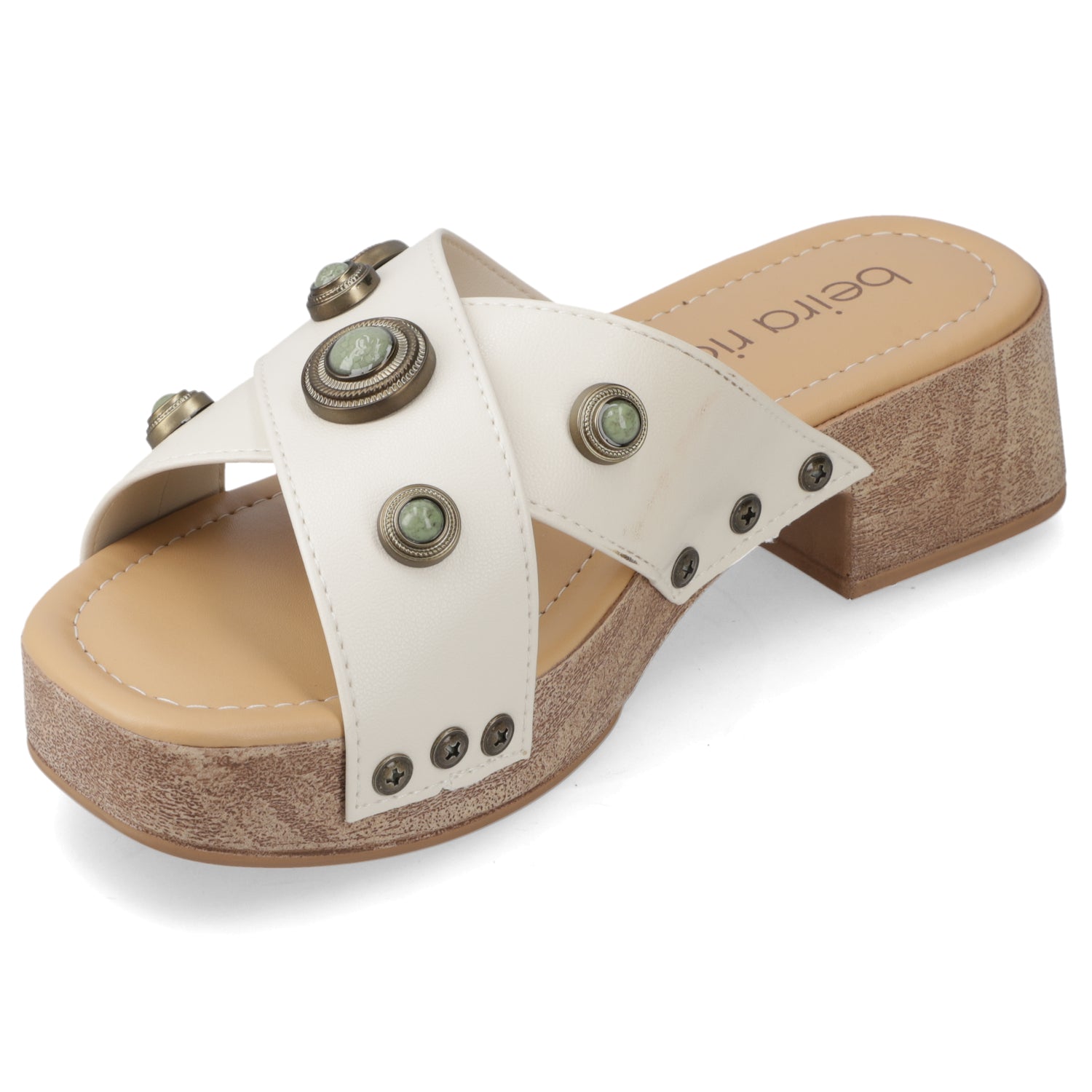 Sandalia Taco Ancho Bajo Blanco OFF Beira Rio