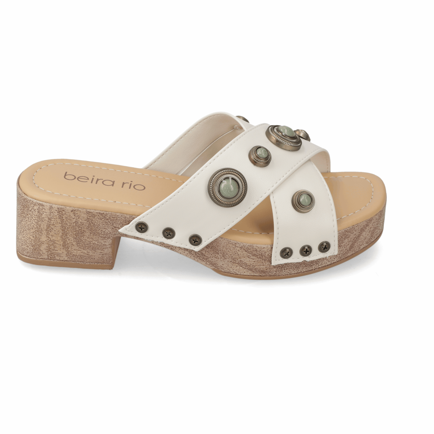 Sandalia Taco Ancho Bajo Blanco OFF Beira Rio