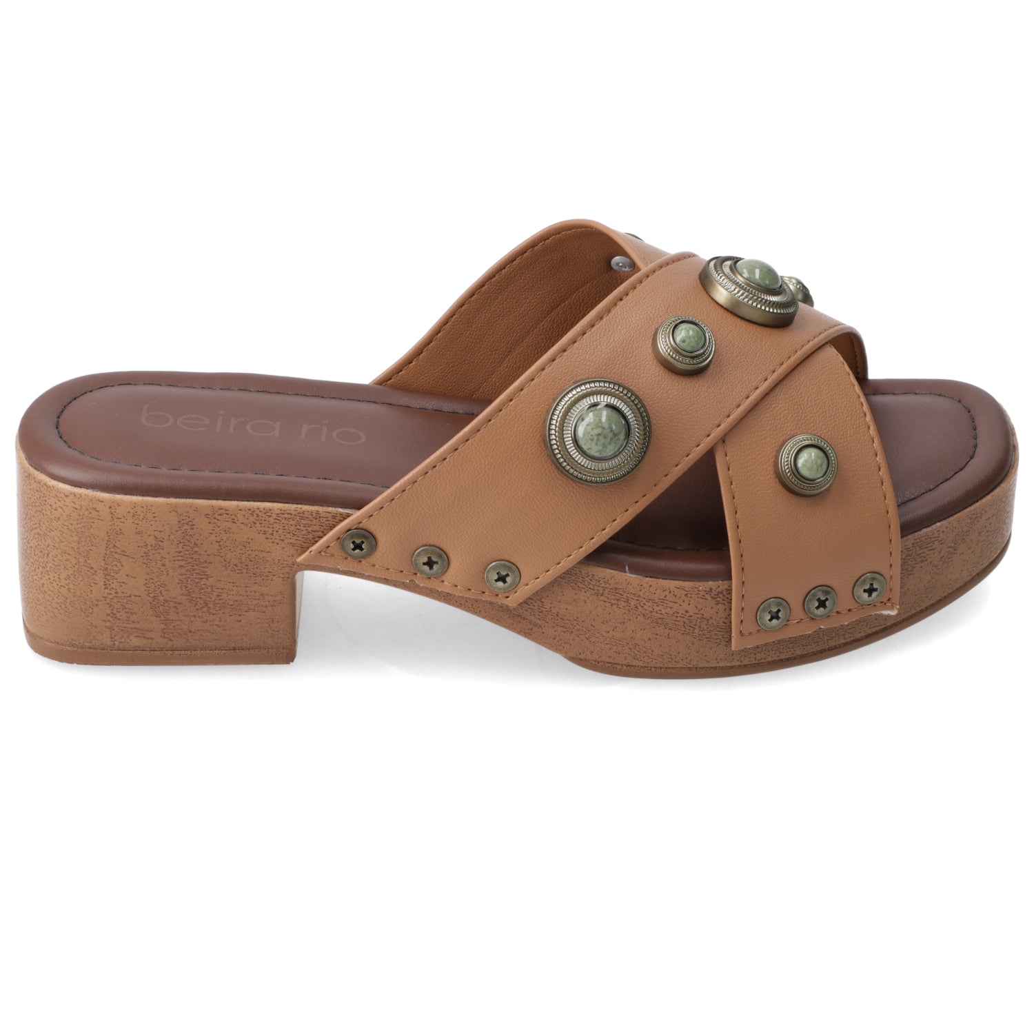 Sandalia Taco Ancho Bajo Camel Beira Rio