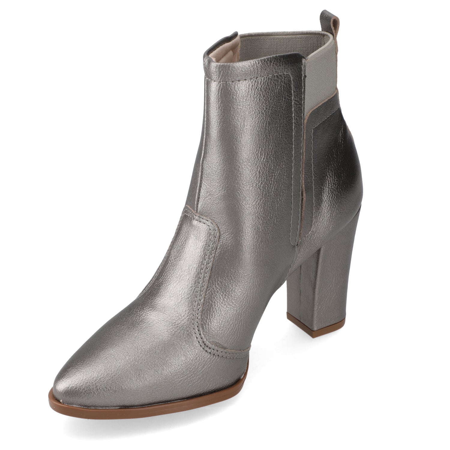 Botin Taco Ancho 7 cm Plateado Beira Rio 35 / Plateado