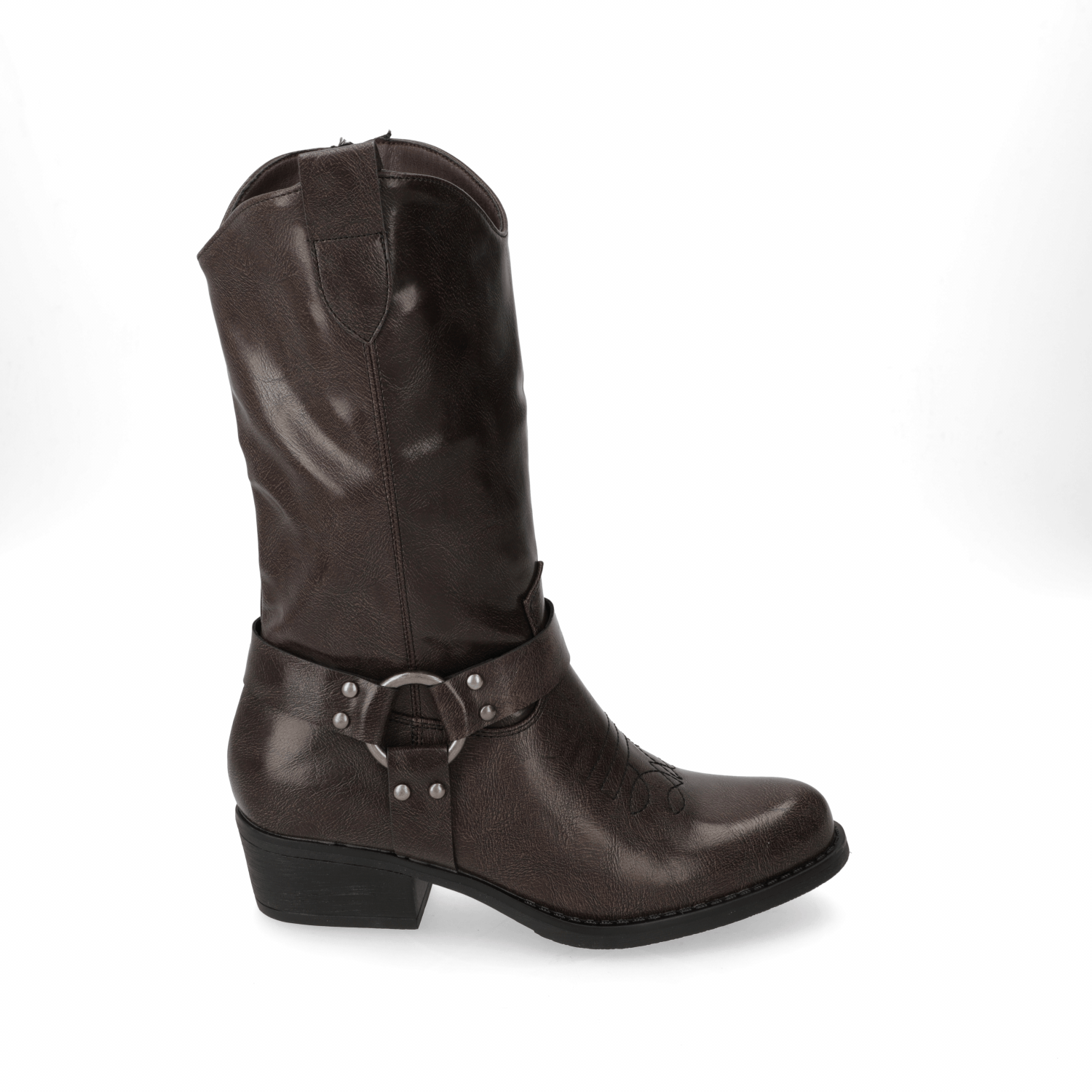Bota Café Estilo Cowboy con Hebilla