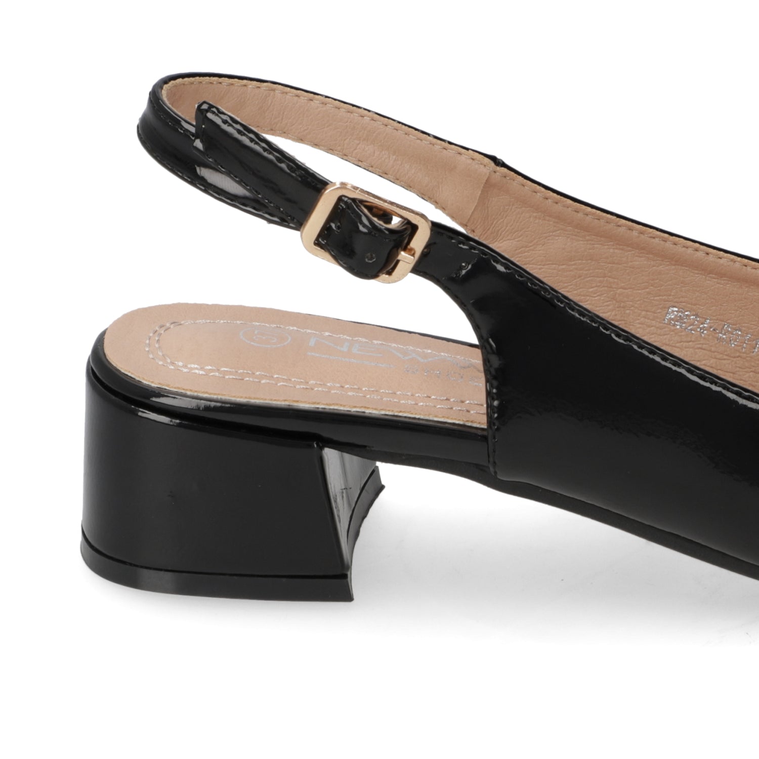 Zapato Tacho Ancho Slingback Negro Charol