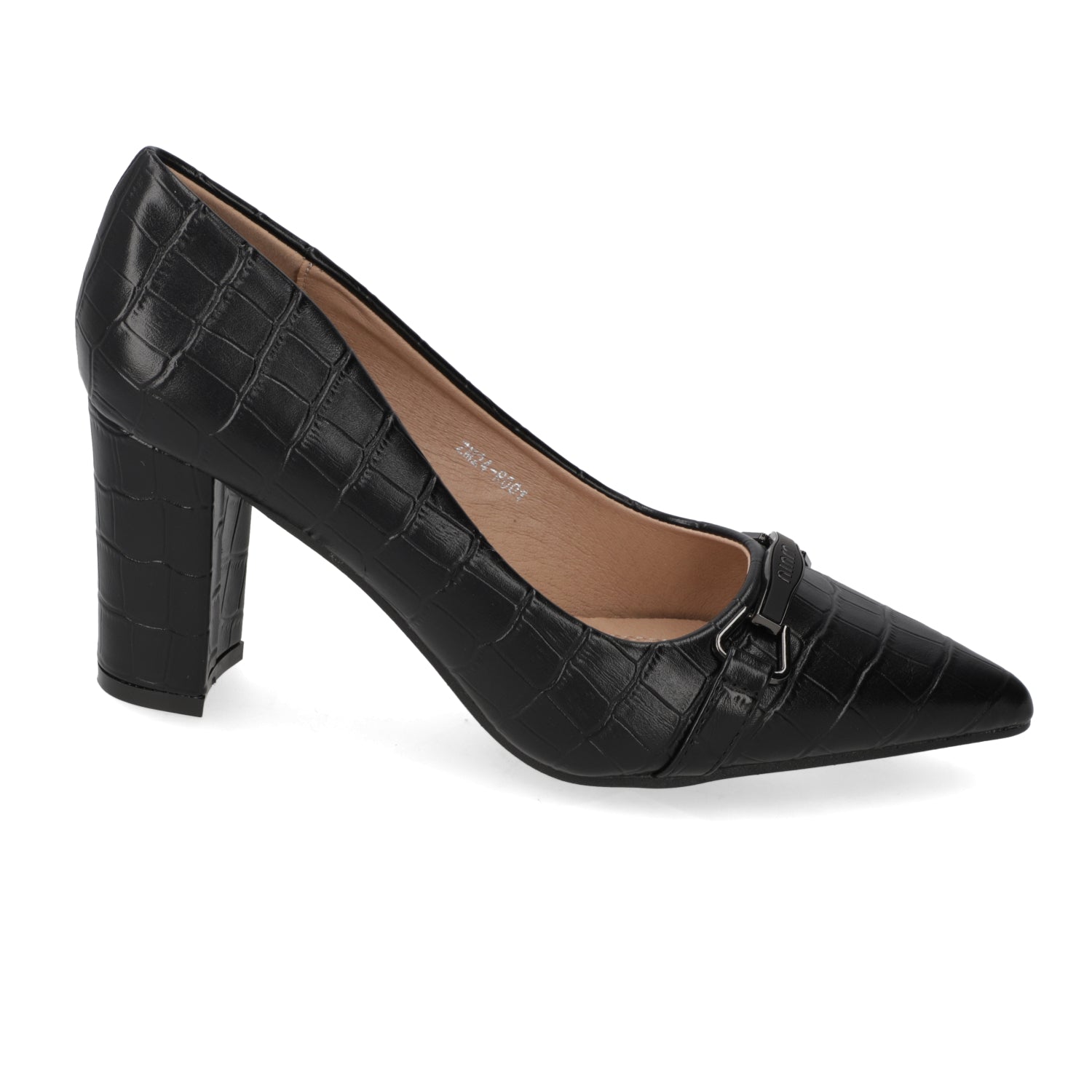 Zapato Taco Ancho Negro Texturizado