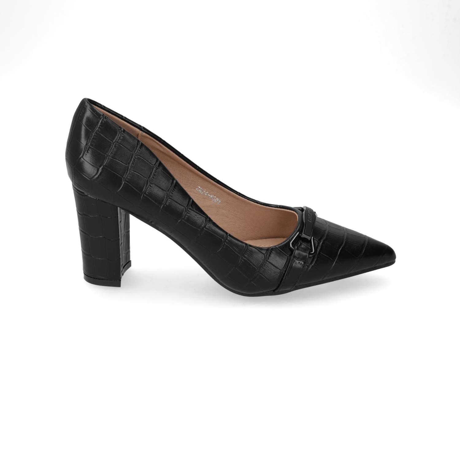 Zapato Taco Ancho Negro Texturizado