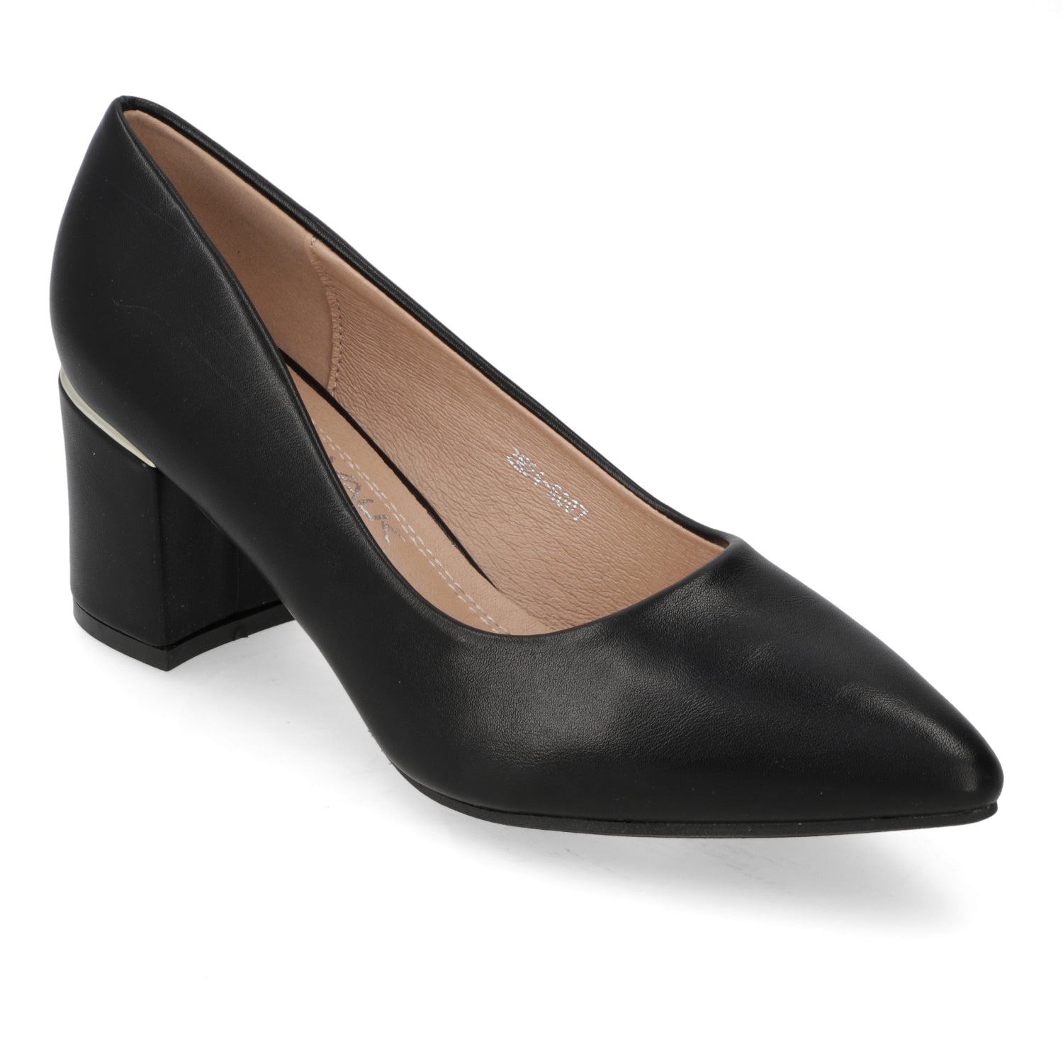 Zapato Taco Ancho Negro Clásico 35 / Negro