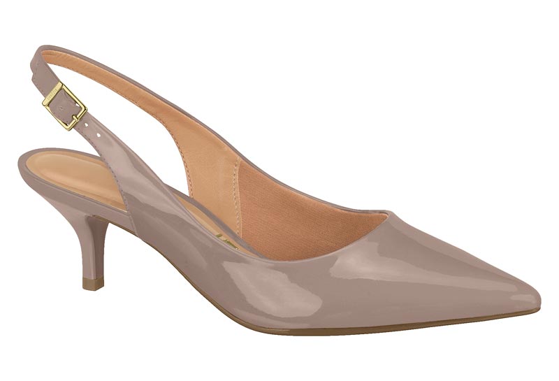 Stiletto Mujer Taco Medio Slingback Charol Taupe Vizzano