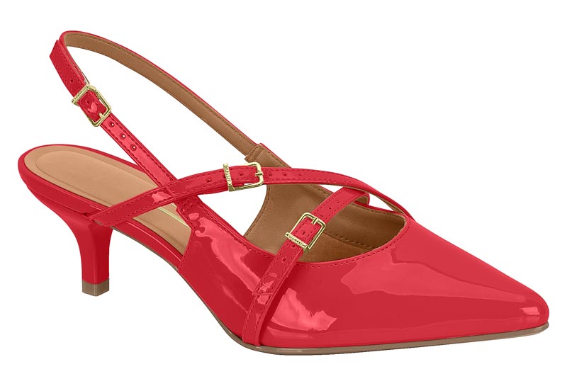 Stiletto Taco Aguja Efecto Charol Rojo 35