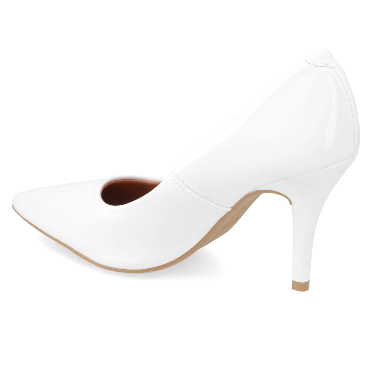 Stiletto Taco Aguja Efecto Charol 35 / Blanco