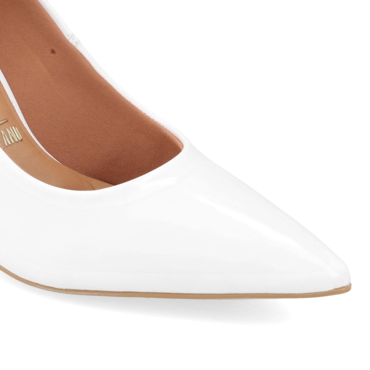 Stiletto Taco Aguja Efecto Charol 35 / Blanco