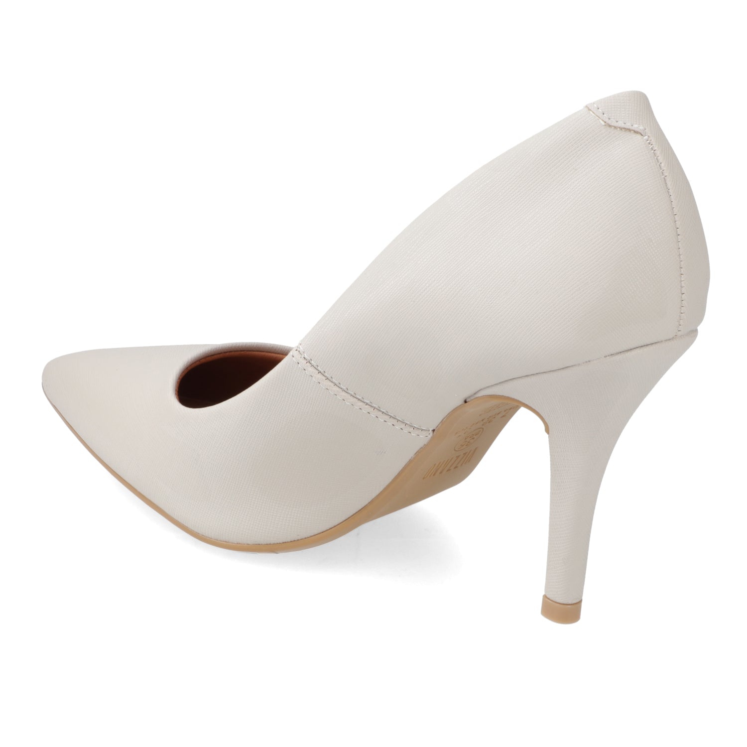 Stiletto Taco Aguja Eco Cuero Gris 34 / Blanco