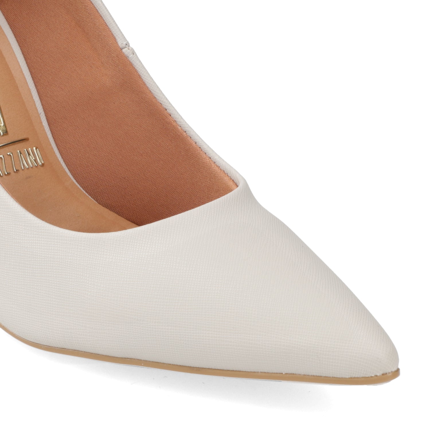 Stiletto Taco Aguja Eco Cuero Gris 34 / Blanco