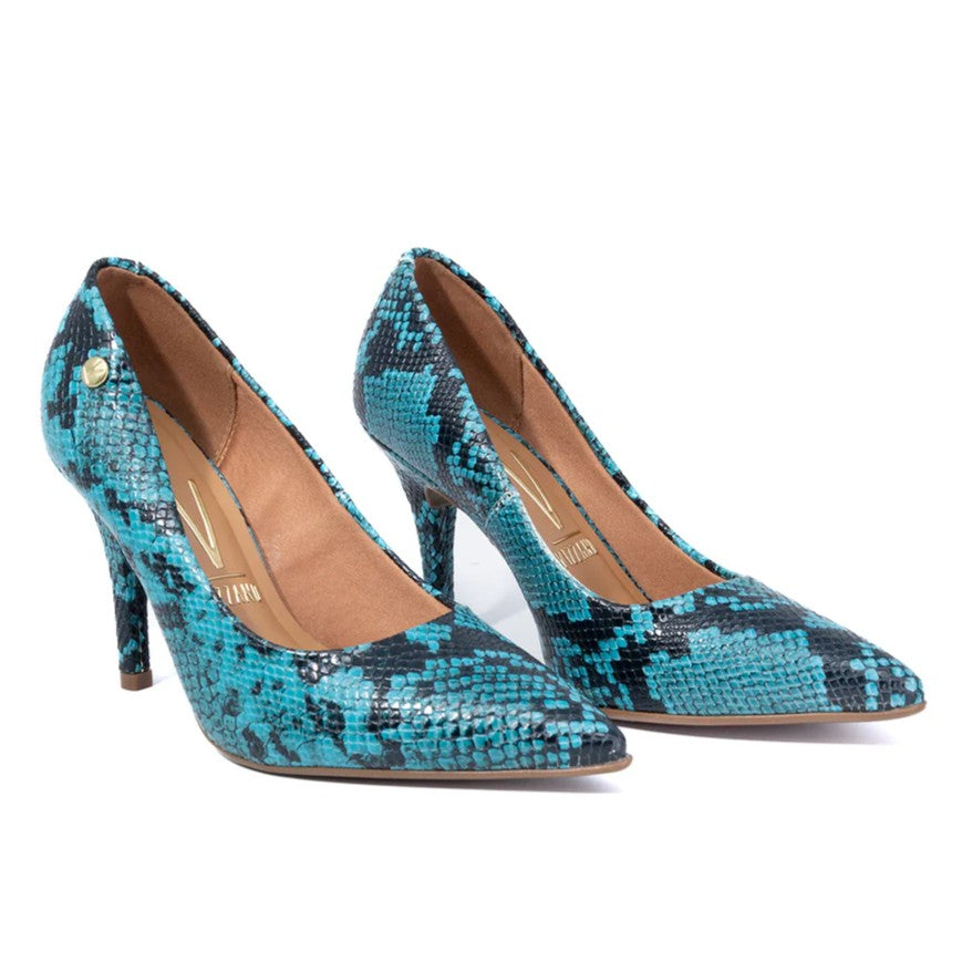 Stiletto Taco Aguja Snake Turquesa