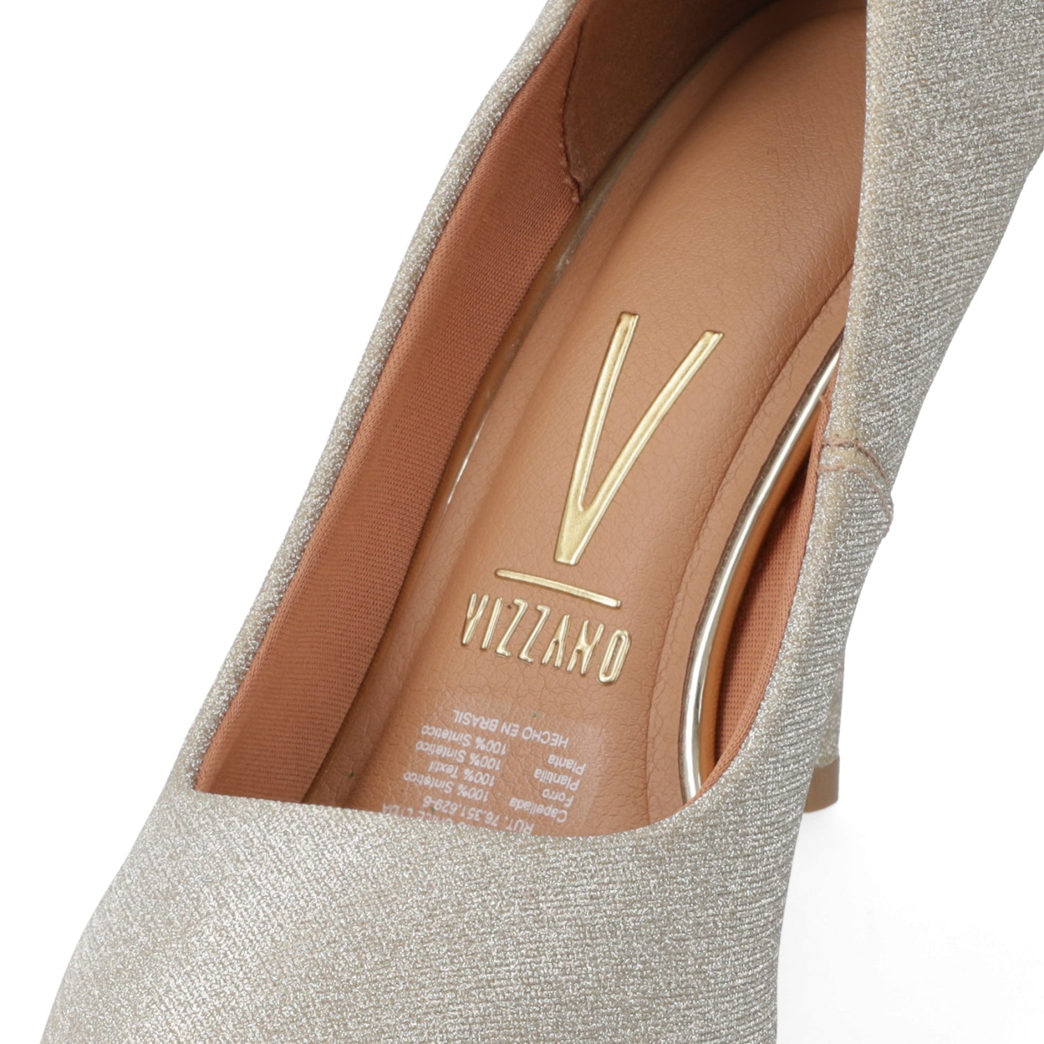 Stiletto Taco Aguja Glitter Dorado