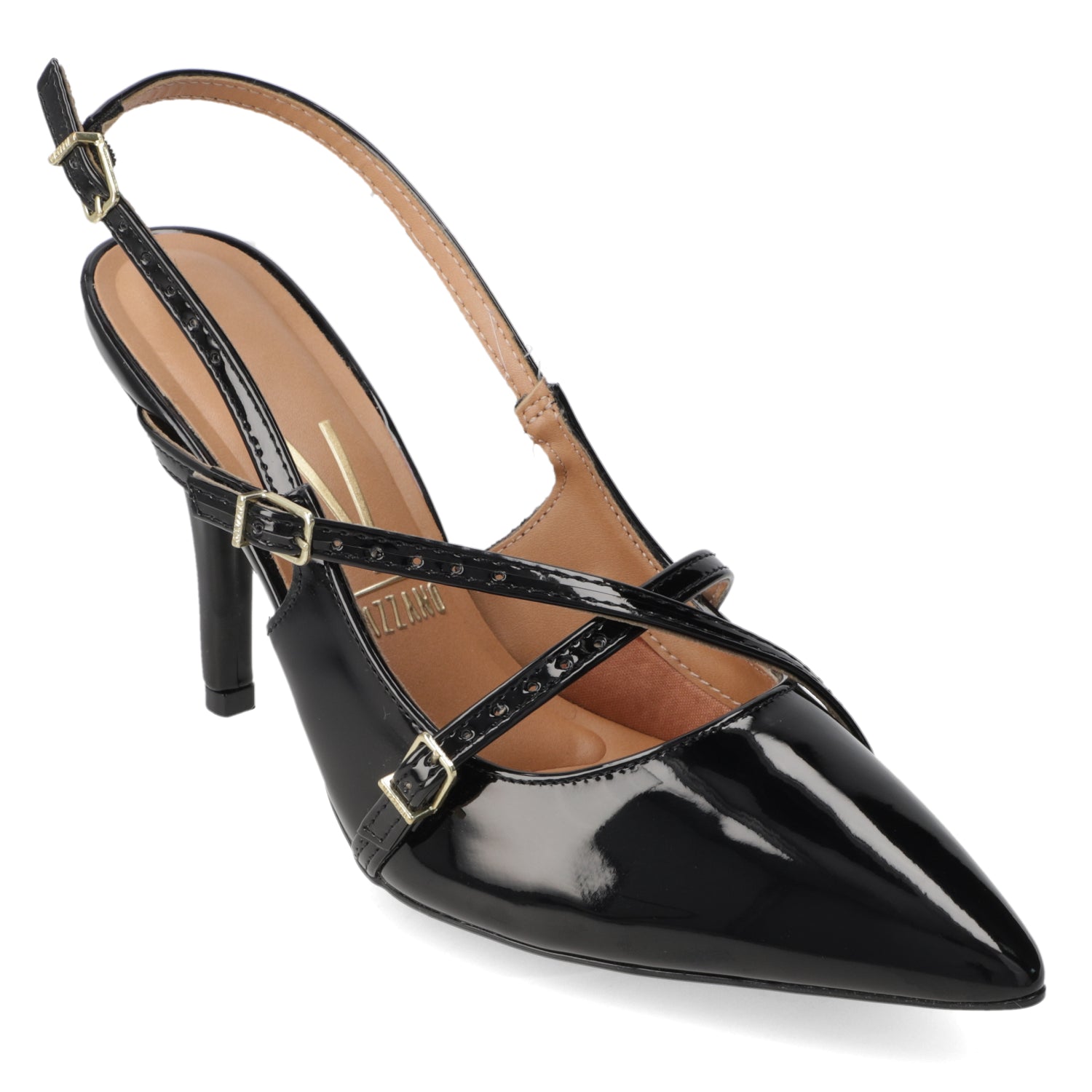 Stiletto Taco Aguja Efecto Charol Negro