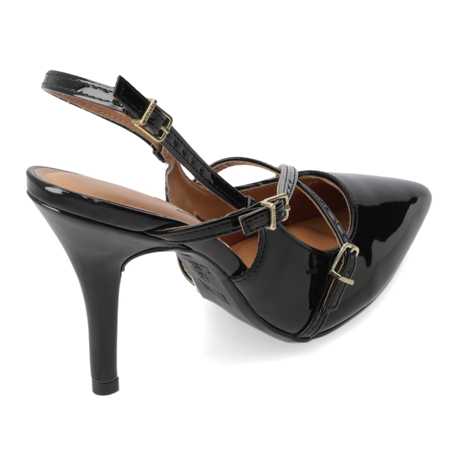 Stiletto Taco Aguja Efecto Charol Negro