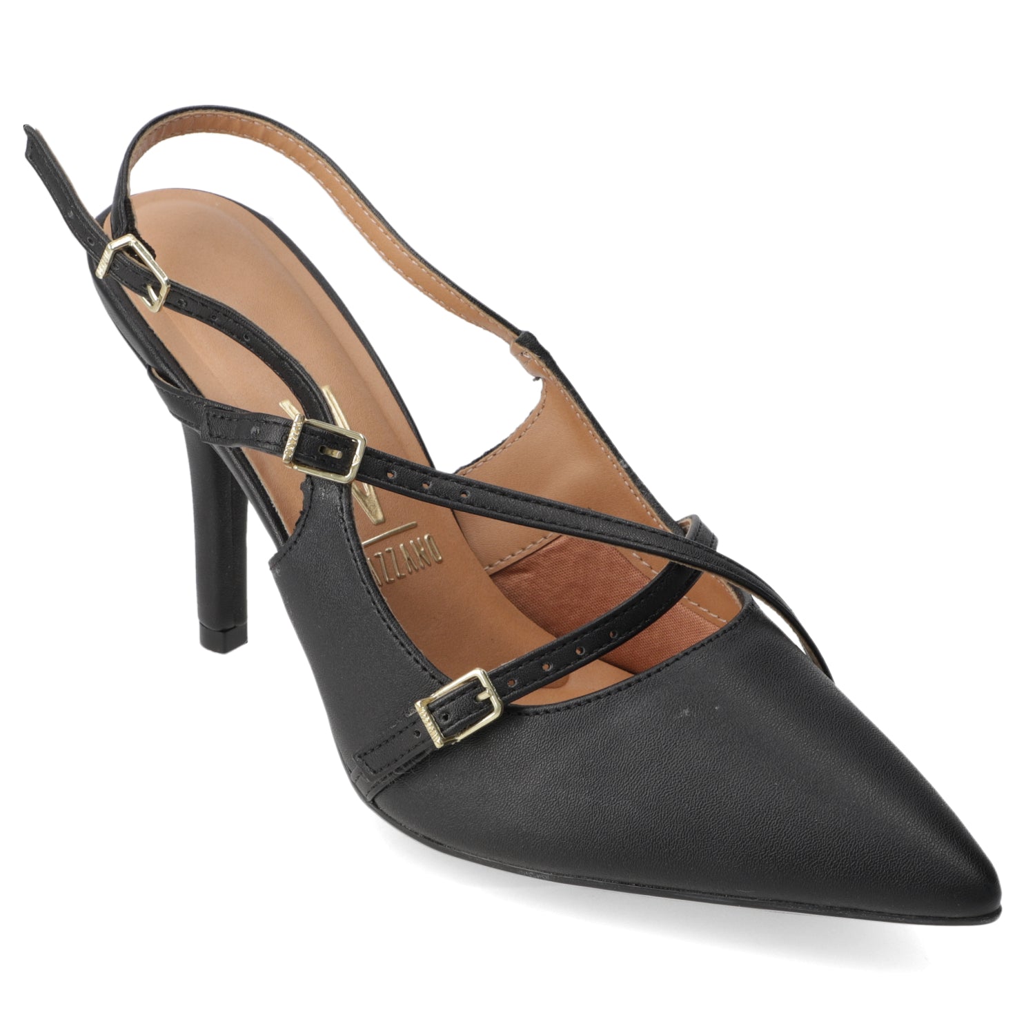 Stiletto Taco Aguja Eco Cuero Negro