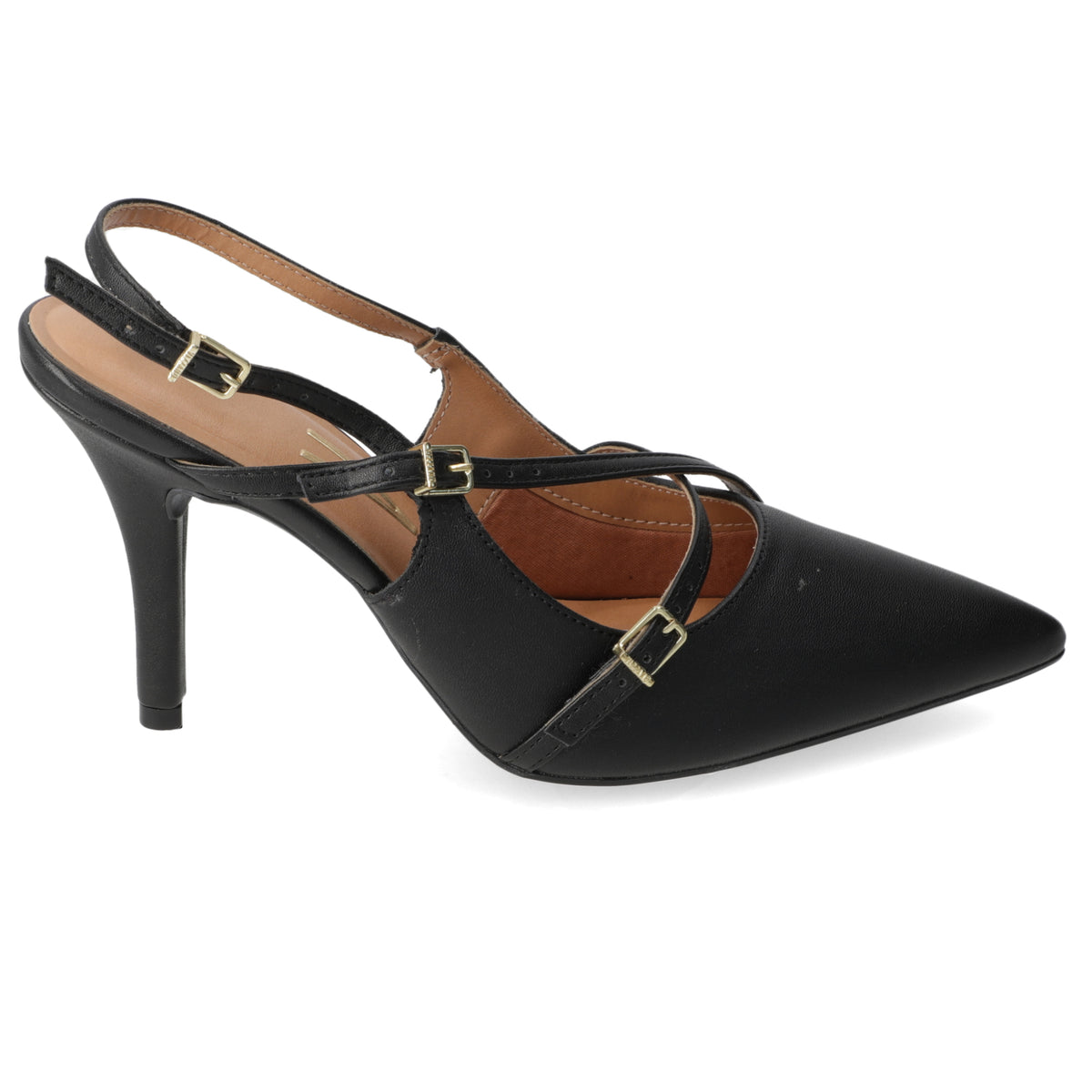 Stiletto Taco Aguja Eco Cuero Negro