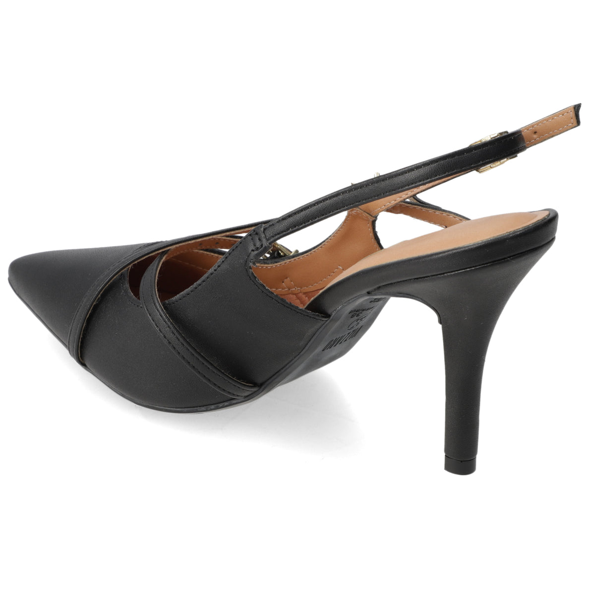 Stiletto Taco Aguja Eco Cuero Negro