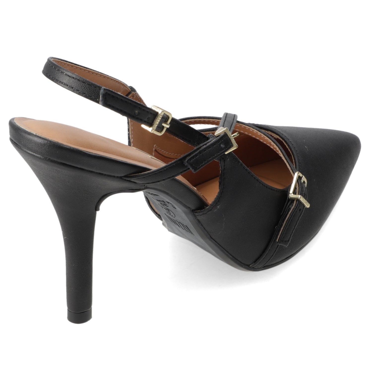 Stiletto Taco Aguja Eco Cuero Negro