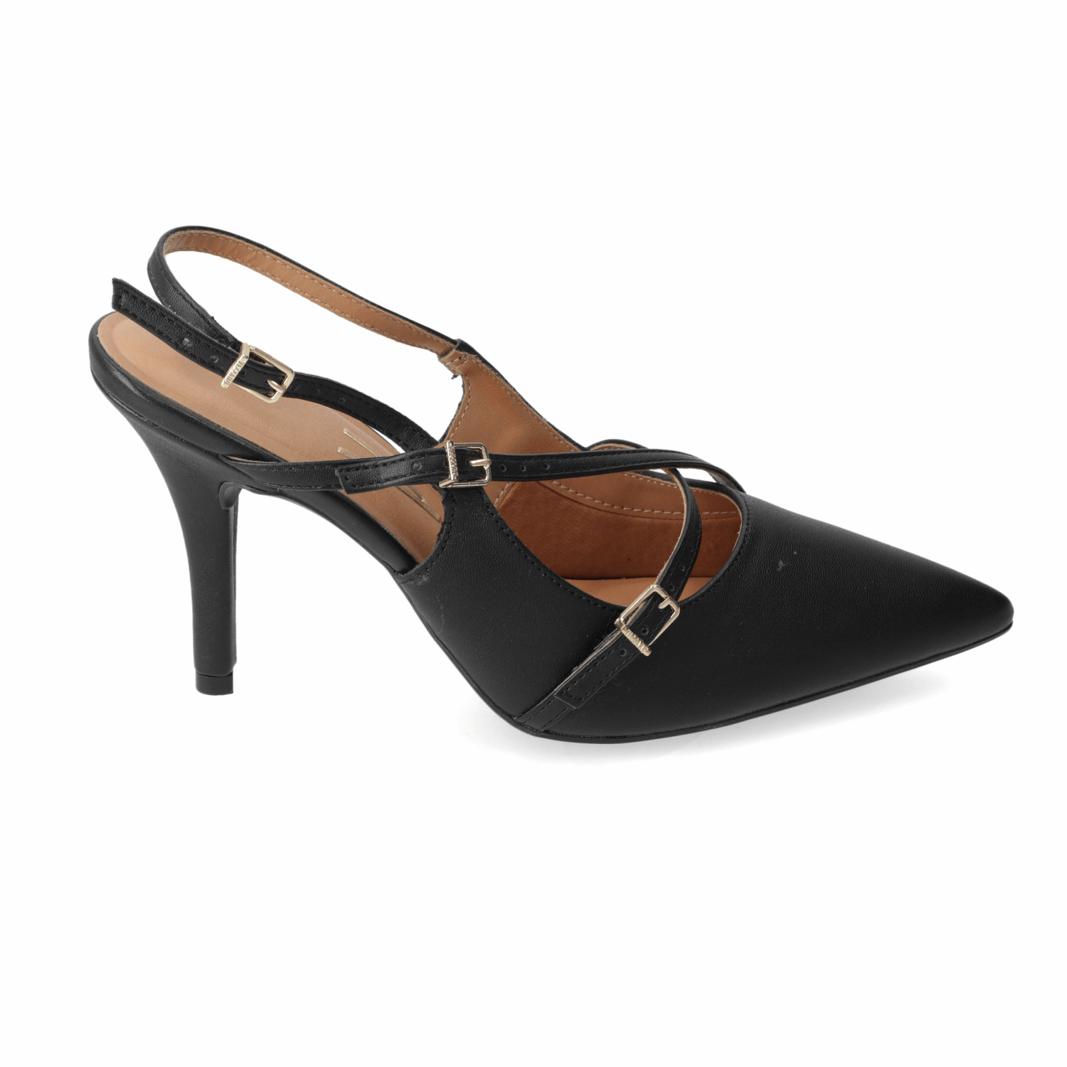 Stiletto Taco Aguja Eco Cuero Negro