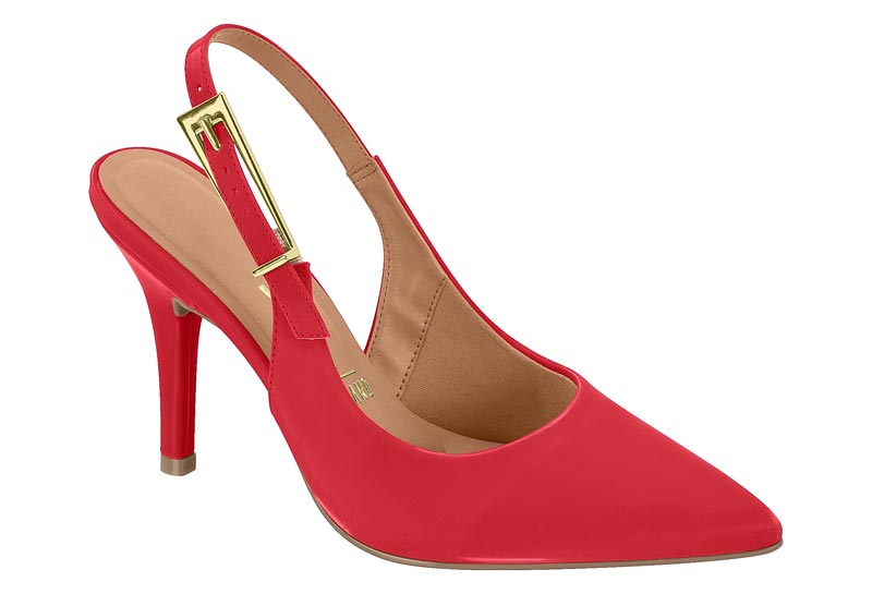 Stiletto Taco Aguja Efecto Glossy Rojo 35