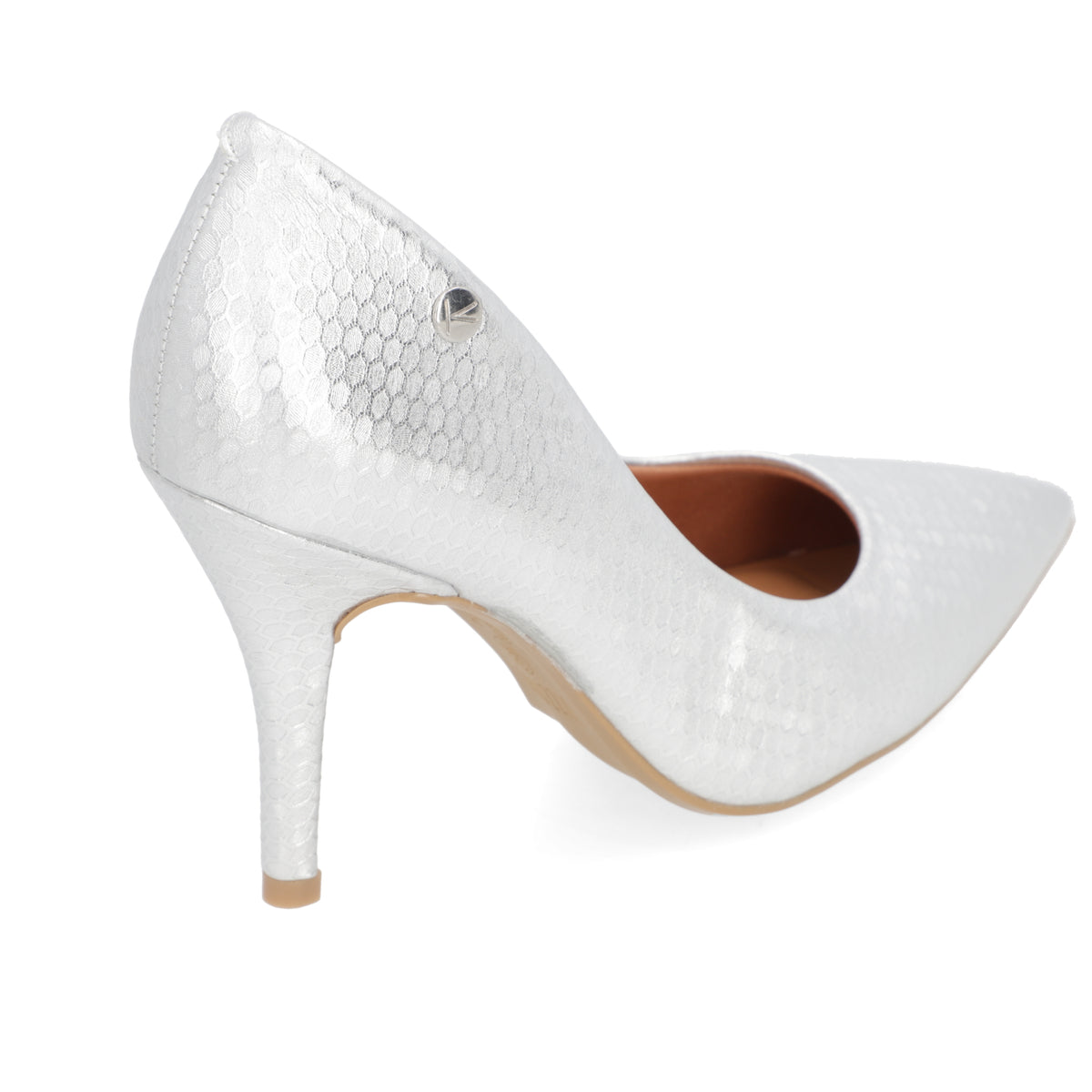 Stiletto Taco Aguja Eco Cuero Plateado 1184-1501-28481-41