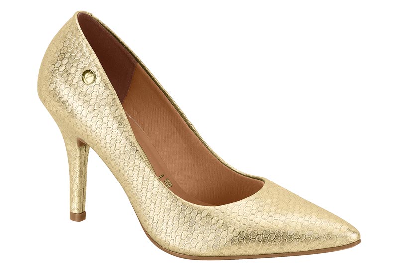 Stiletto Taco Aguja Eco Cuero Dorado 34 / Dorado