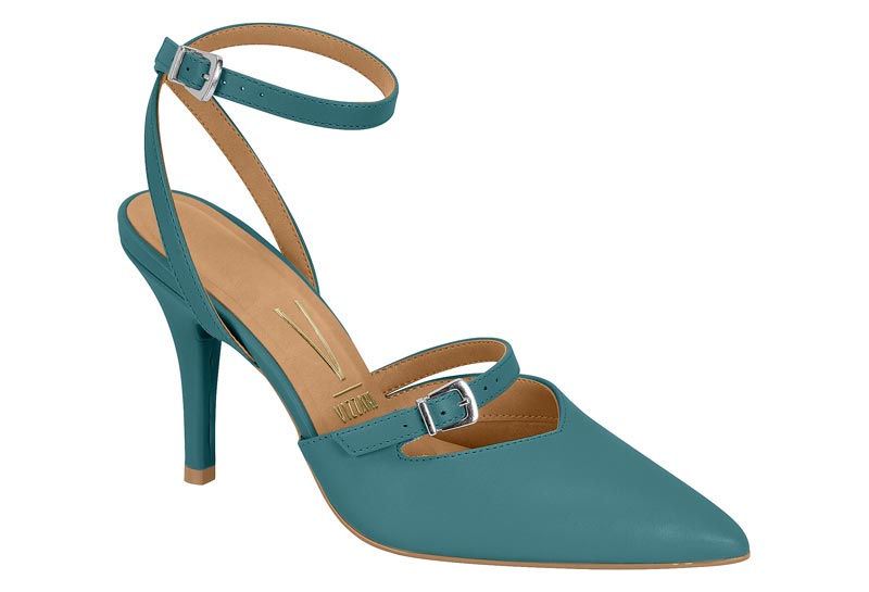 Stiletto Mujer Taco Alto Pulsera al Tobillo Verde Petróleo Vizzano