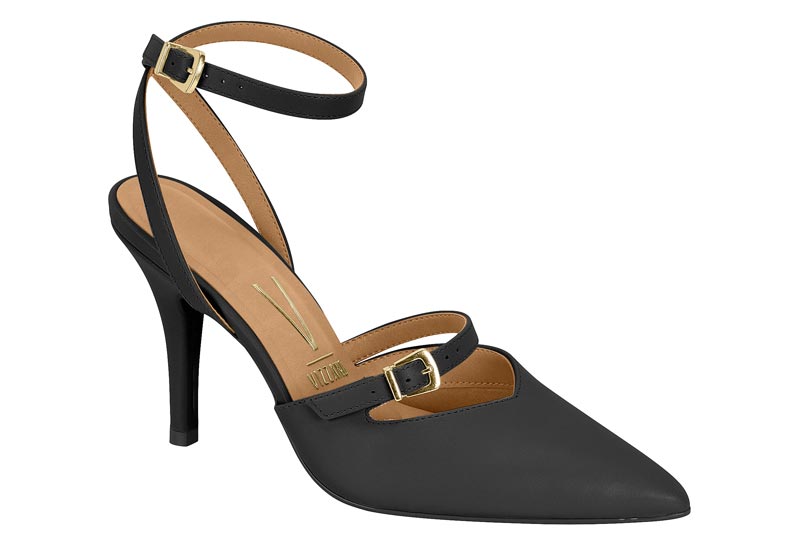 Stiletto Mujer Taco Alto Pulsera al Tobillo Negro Vizzano