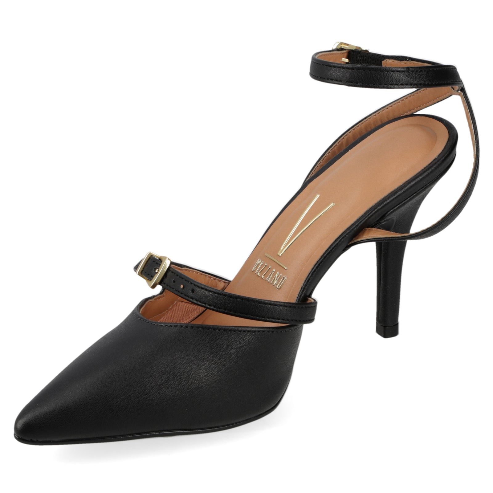 Stiletto Mujer Taco Alto Pulsera al Tobillo Negro Vizzano 34 / Negro