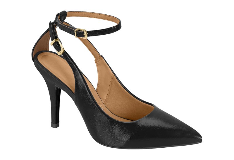 Stiletto Mujer Taco Alto Pulsera al Tobillo Negro Vizzano