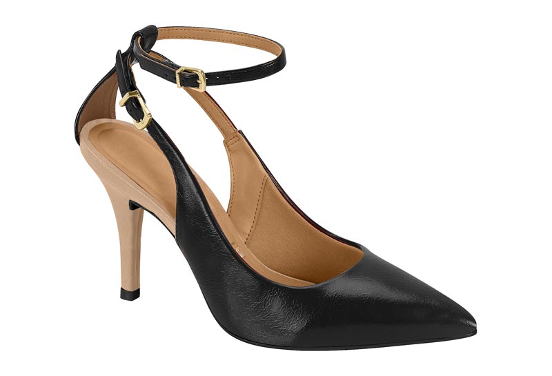 Stiletto Mujer Taco Alto Pulsera al Tobillo Negro y Nude Vizzano