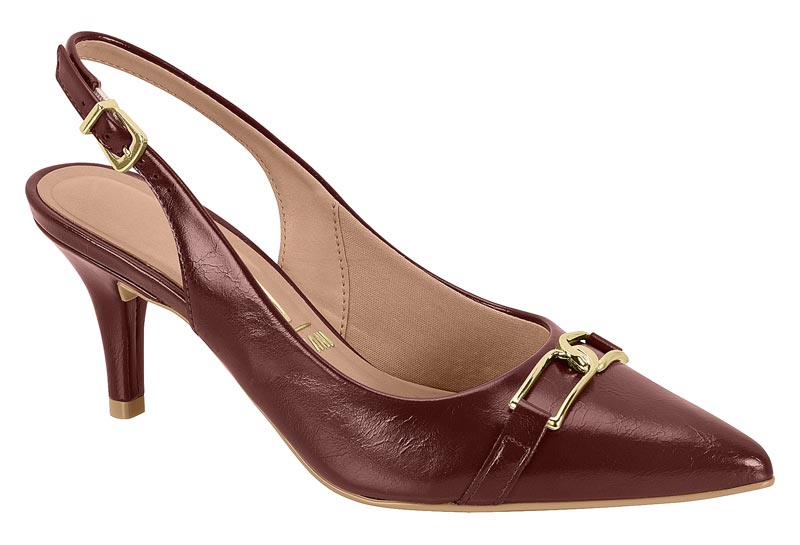 Stiletto Mujer Taco Medio Slingback con Hebilla Carmín Vizzano