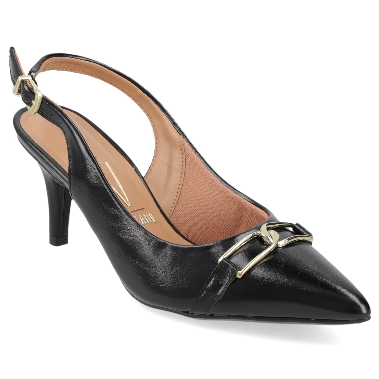 Stiletto Mujer Taco Medio Slingback con Hebilla Negro Vizzano 35 / Negro