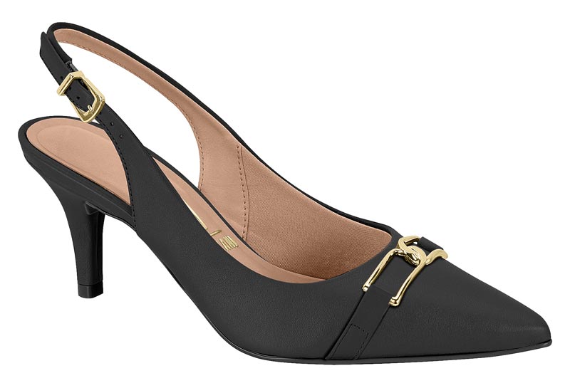Stiletto Mujer Taco Medio Slingback con Hebilla Negro Vizzano
