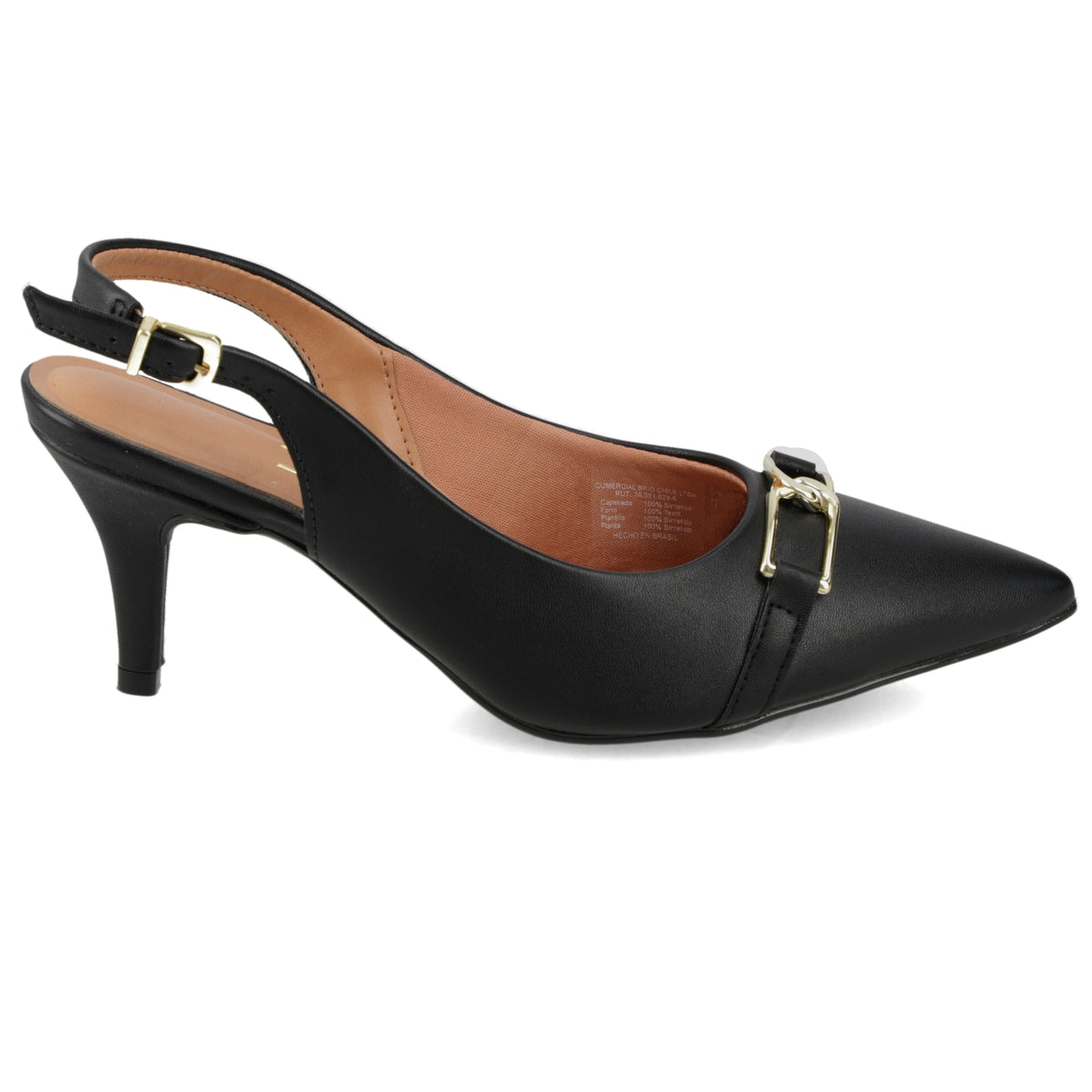 Stiletto Mujer Taco Medio Slingback con Hebilla Negro Vizzano 35 / Negro