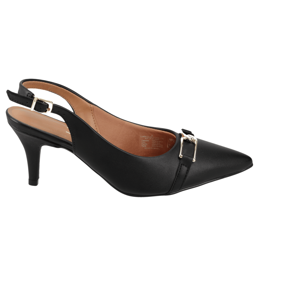 Stiletto Mujer Taco Medio Slingback con Hebilla Negro Vizzano 35 / Negro