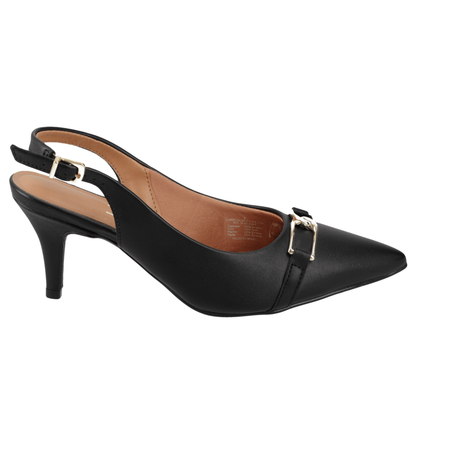 Stiletto Mujer Taco Medio Slingback con Hebilla Negro Vizzano 35 / Negro