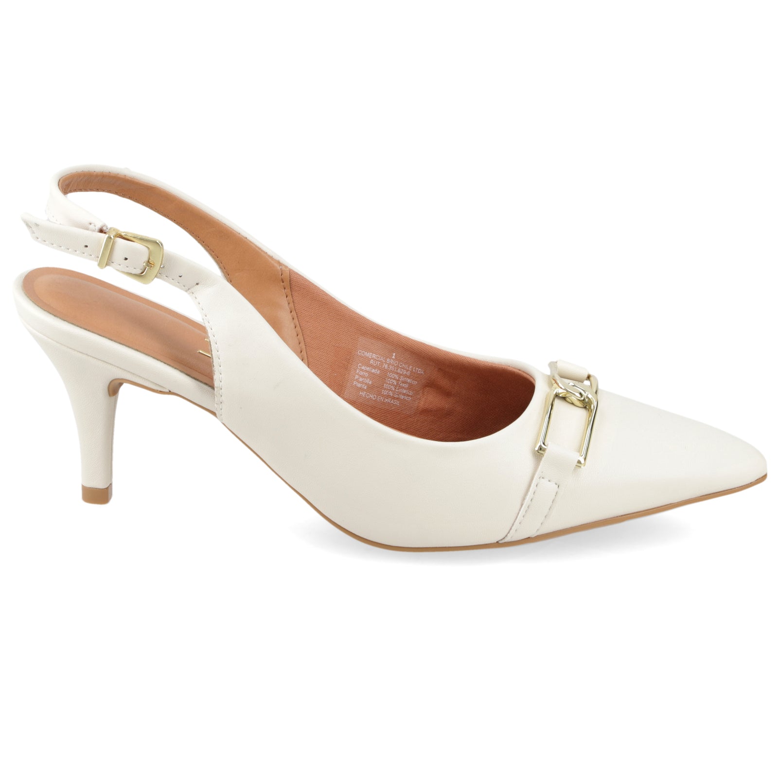 Stiletto Mujer Taco Medio Slingback con Hebilla Blanco Off Vizzano 35 / Blanco Off