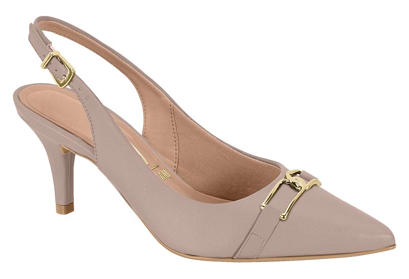 Stiletto Mujer Taco Medio Slingback con Hebilla Taupe Vizzano