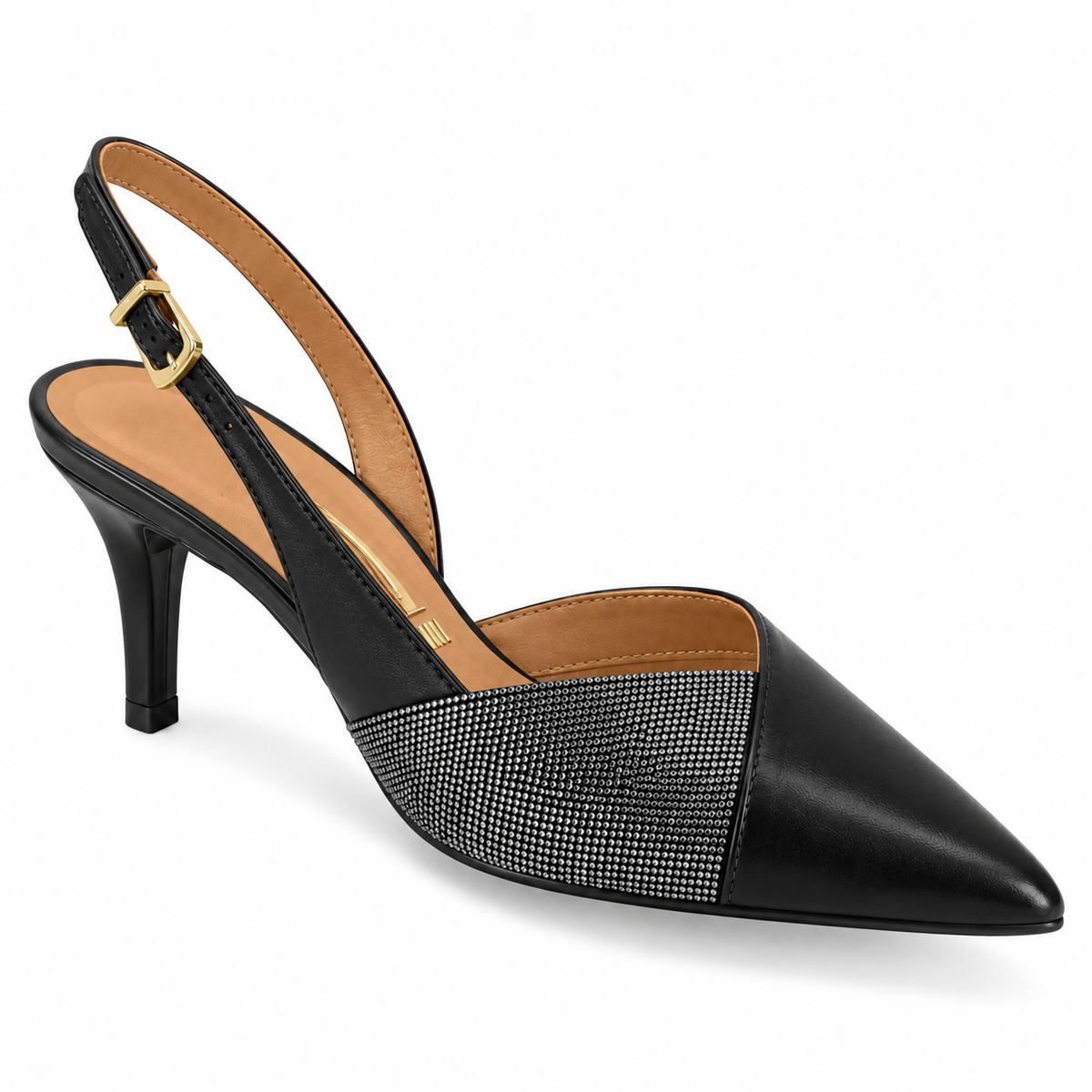 Zapato Mujer Destalonado Negro con Detalle Brillante 35 / Negro