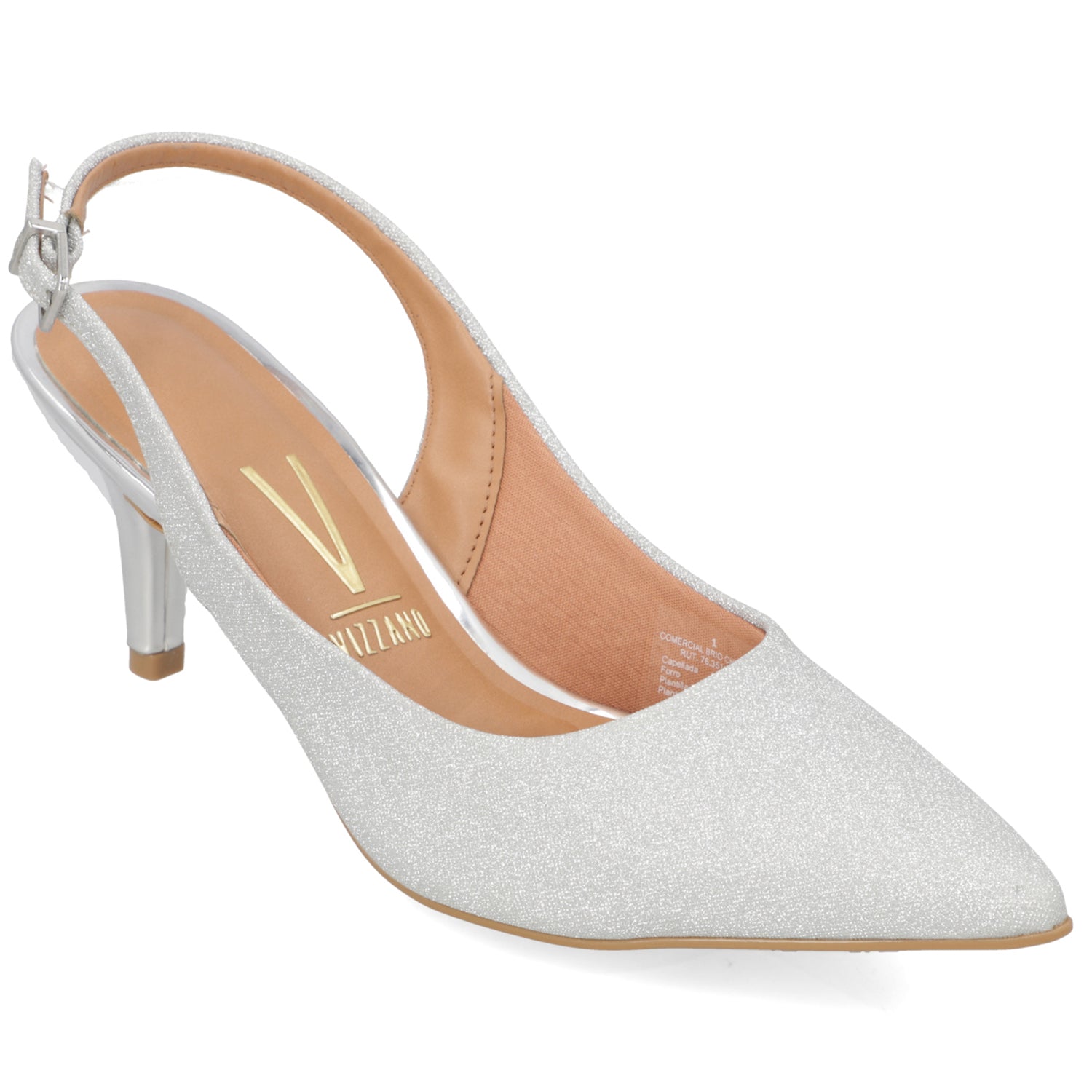 Stiletto Taco Aguja Medio Plateado Vizzano Textil Glitter