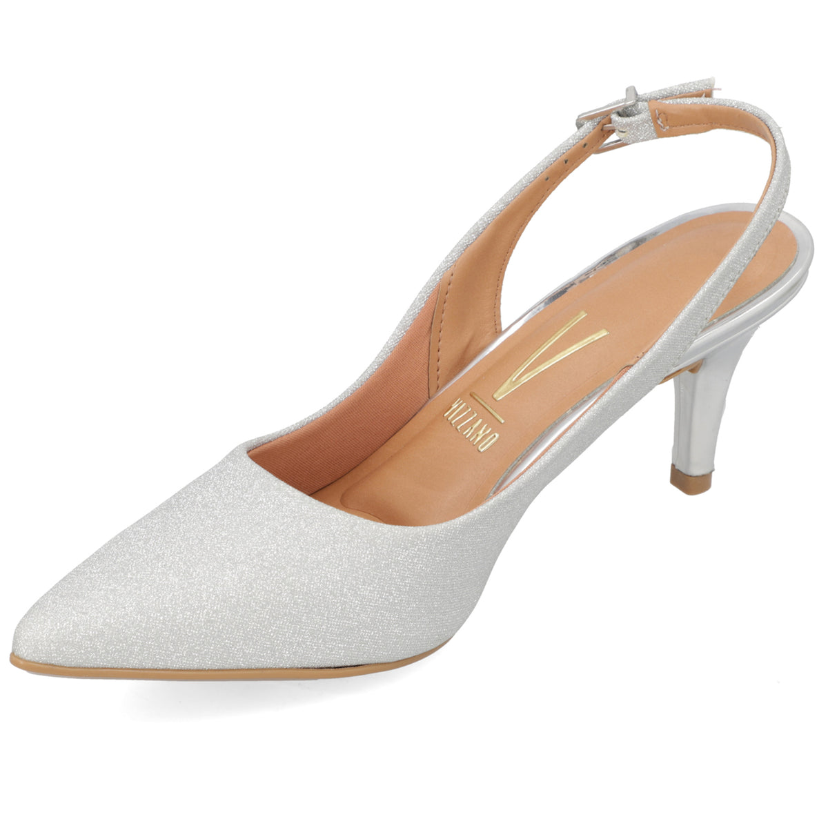 Stiletto Taco Aguja Plateado Vizzano