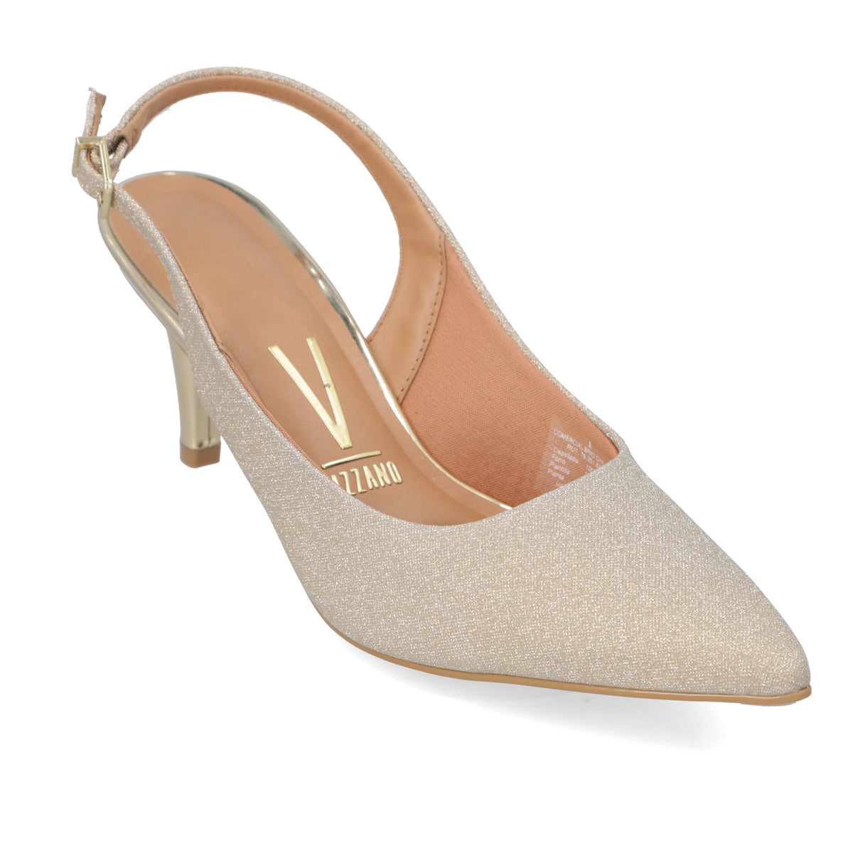 Zapato Taco Aguja Stiletto Textil Glitter Dorado 1185-700-26594-66