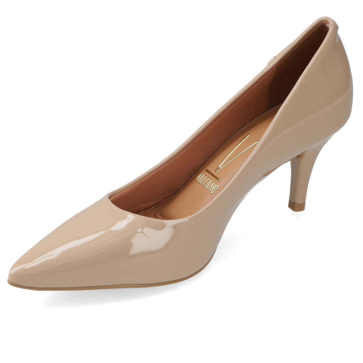 Zapato Taco Aguja Stiletto Vizzano Efecto Charol Beige 34 / Beige